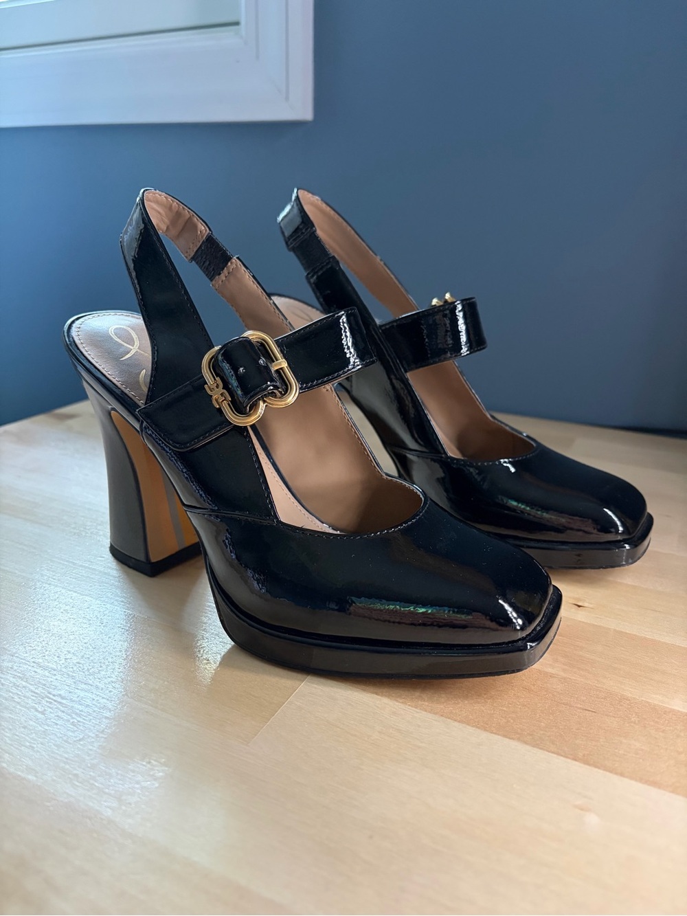 Sam Edelman Jildie Mary Jane Heels Shoes Patent Black Women's Size 6